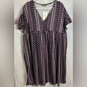 NWT 18/20 2X BloomChic Purple & Pink Ruffle Sleeve Floral Dress